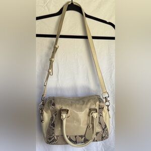 Cole Haan Elegant Cream and Snakeskin Handbag